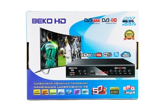 Цифровая приставка HD BEKO DVB-002 эфирная, DVB-T2, тв бесплатно, тюнер, ресивер, приемник