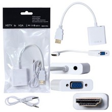 HDMI Переходник HDMI - VGA+AUX А1577  белый (для подключения приставкиТ2 или др. к монитору или проектору)